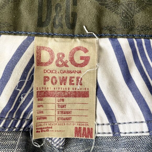 D&G‎ Dolce&Gabbana Jeans Men 32x35 Blue Straight Fit Flap Pockets Paint Splatter - Picture 3 of 16